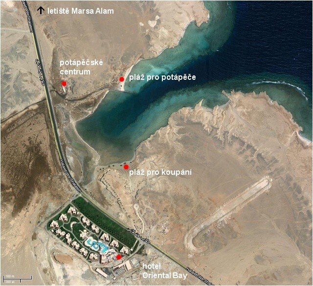 Satelitní snímek hotelu Oriental Bay a zátoky